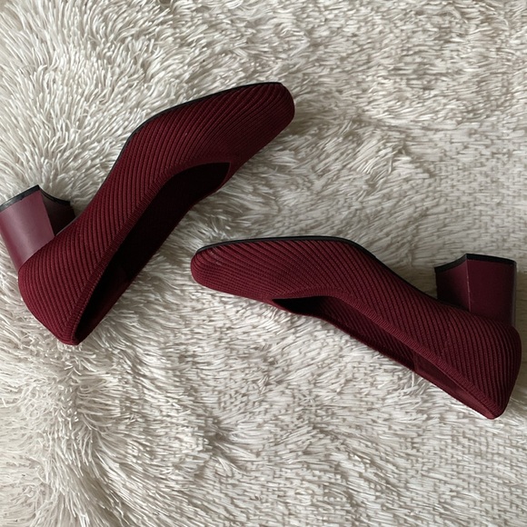 Womens Chunky Low Block Heels Square Toe Pumps  Knitted Closed Toe Shoes, sz 9 - Picture 10 of 13